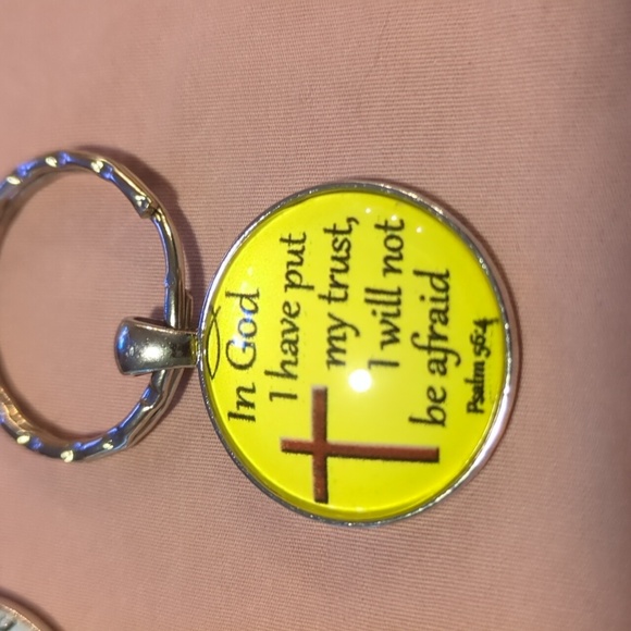 3 bright color Biblical God 1" round keychains great for Gifting nwot - Picture 4 of 5